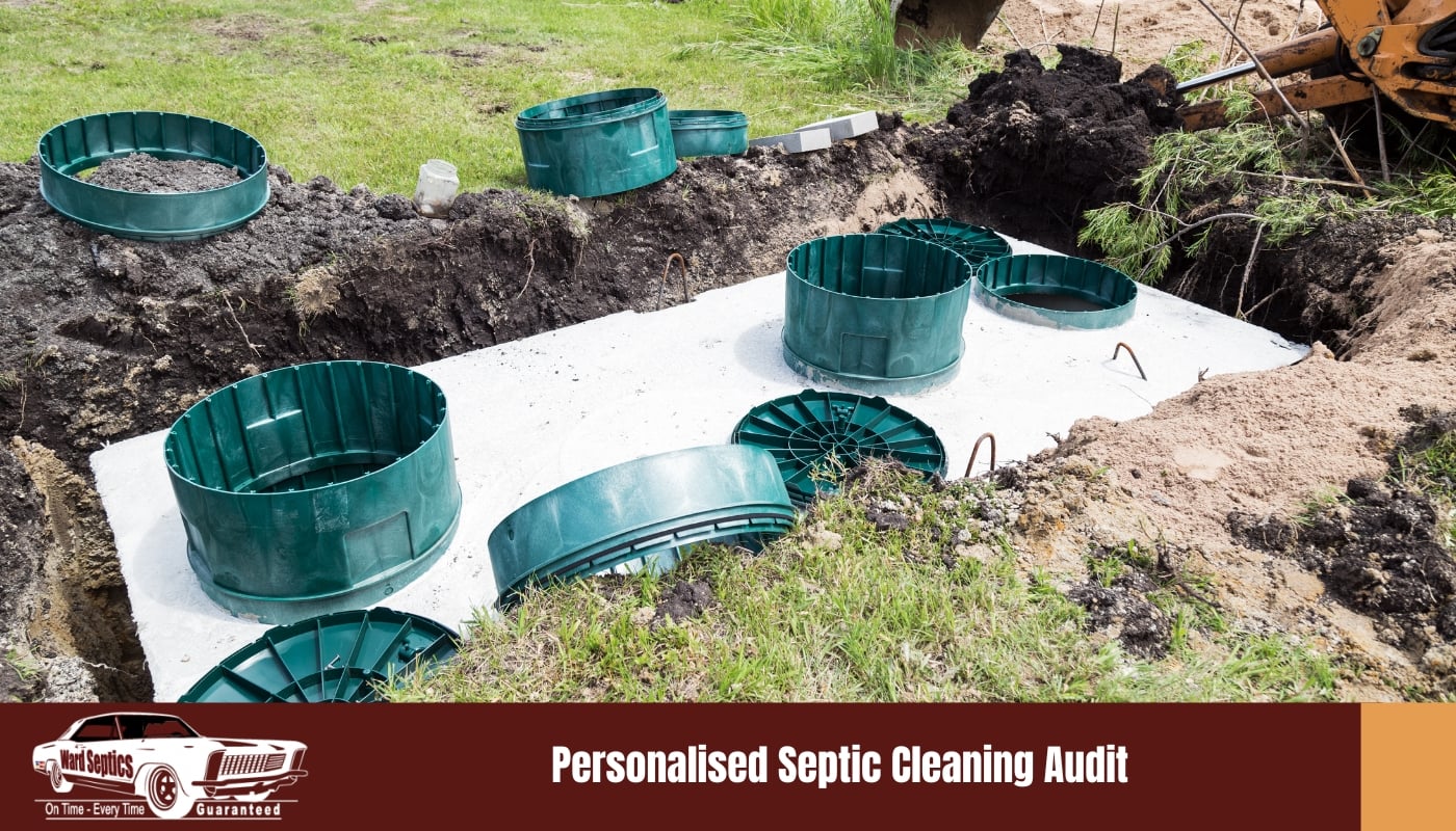 Septic tank system under construction for septic tank cleaning