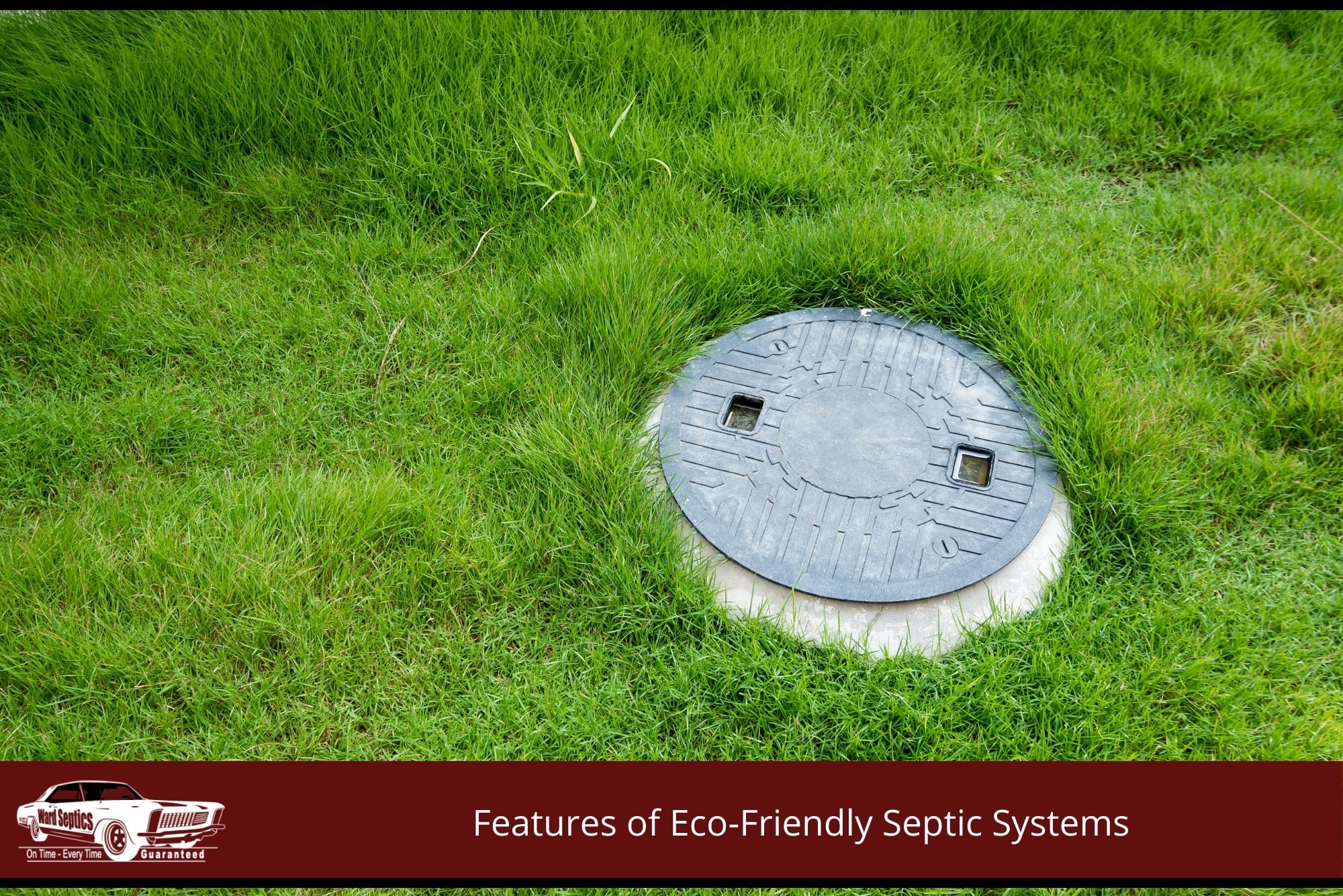 eco-friendly septic system cover surrounded by lush green grass, showcasing sustainable wastewater management.